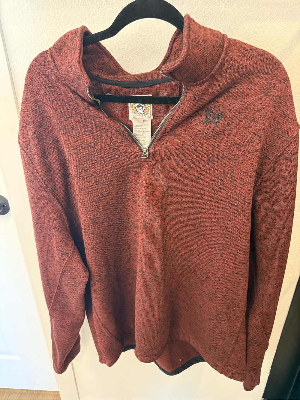 Cinch Men's Zip-Up Sweater in Rust Heather